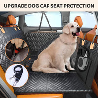 Waterproof Hard Bottom Car & Truck Seat Foldable Hammock Cover With Storage Pockets, Side Flaps, Headrest Straps, Seat Anchors, & Mesh Window (FREE SAFETY BELT!)
