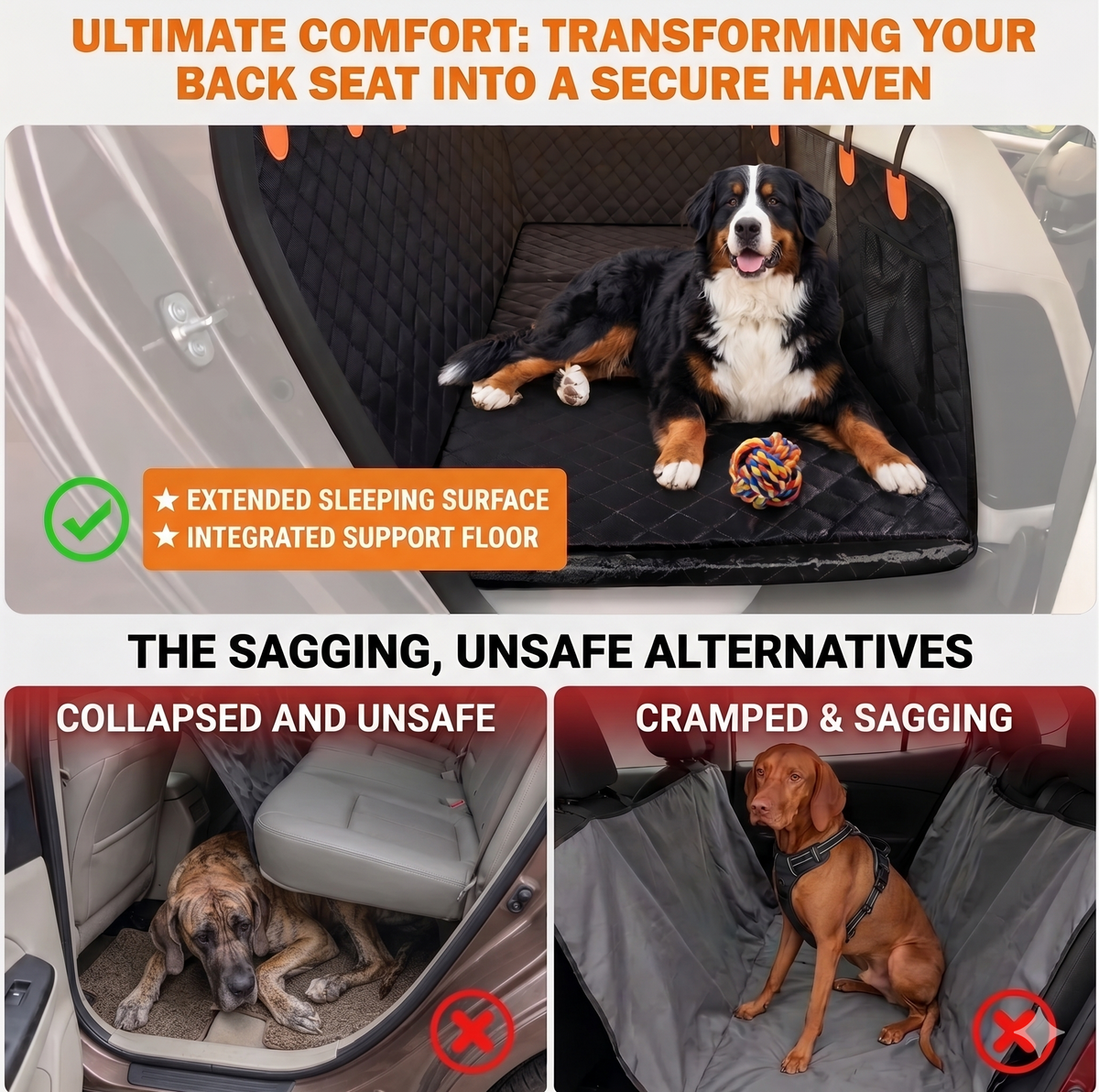 ComfyRide™ - Hard Bottom Back Seat Extender + (FREE Dog Bed)